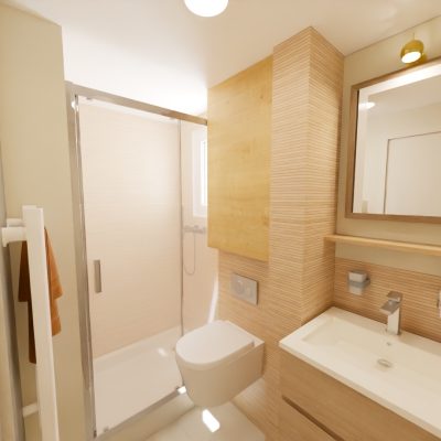 En une salle d'eau, une douche spacieuse